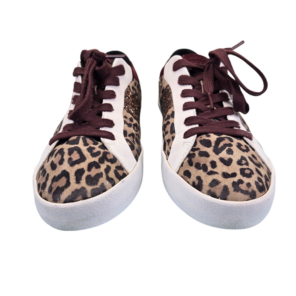 Geox‎ Respira Womens Leopard Print Glitter Fashion Sneakers Maroon White Size 10 - Picture 3 of 7